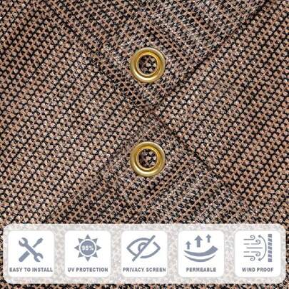 Sun Shade Cloth With Grommets 3/4/6/8/10/12/16/20 FT Shade Panel Shade Tarp Screen Fabic For Outdoor Patio Pergola Cover Deck Garden, 8x10 FT, Brown,39290133