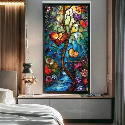 1 miếng dán kính hình cây tim, có thể tháo rời, tạo hiệu ứng riêng tư, có màu sắc, thích hợp cho nhà cửa, văn phòng, phòng tắm, ban công, miếng dán che nắng, chất liệu PVC chống thấm nước, làm đẹp cửa sổ kính và trang trí nhà cửa (không cần keo).