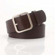 1 Piece Of Women's Geometric Pattern PU Wide Belt, Suitable For Daily Use, Summer Leisure, Autumn School, Valentine's Day - Coffee Brown - View 11