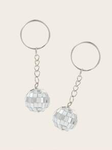 2/5/10 Stücke Mini Disco Ball Schlüsselanhänger, glänzender Schlüsselring, Tasche, Rucksack Anhänger, Geschenk für Frauen, Hochzeit, Party - Silber - Übersicht 9