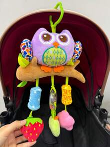 1pc Cartoon Elephant & Owl Plush Rattle Doll, Baby Stroller Wind Chime Hanging Decor With BB Sound Paper, Multifunctional Rattle Hanging Plush Doll For Newborn Baby Gift - Multicolor - View 9