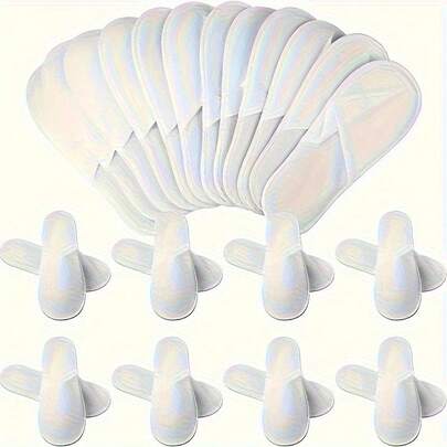 5双/10只一次性拖鞋，柔软透气，加厚防滑鞋底，适合居家、酒店或旅行使用。