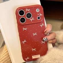 Kavenfort 枫糖红杏点极简蝴蝶结手机壳，兼容苹果 17 英寸、16 英寸 Pro Max 和 15 英寸手机，防震，全包软壳，14 英寸手机壳 - 楓糖紅 - 查看 7