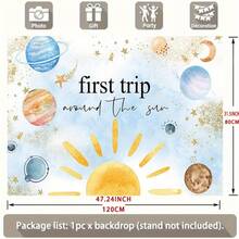 1 szt. Tło z motywem Układu Słonecznego - 70x90 cali, poliester, żywy wzór planety i słońca, odpowiednie na przyjęcia urodzinowe, fotobudkę i uroczystości, dekoracja na imprezę w kosmosie - Wielokolorowe - Zobacz 5