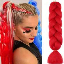 60cm Extra Large Synthetic Yaki Braid Wig For Women, High-Temperature Fiber Material, Colorful, Suitable For DIY Styling, Cosplay And Parties, Ideal Christmas And New Year Gift - Multicolor - View 20