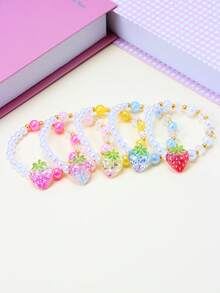 5 chiếc vòng tay mặt dây chuyền hình dâu tây dễ thương, thích hợp cho bé gái đeo hàng ngày, dự lễ hội, sinh nhật. - Nhiều màu - Xem 5