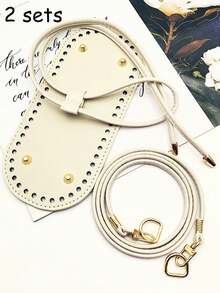 DIY钱包制作套装 - 包括预打孔水桶包底、带链条的DIY钱包制作套装、PU皮革水桶包底和肩带、带可拆卸肩带和链条的DIY钱包制作套装，适用于钩编手提包、人造革包制作、人造革包编织套装、带孔DIY手提包底部定型垫，深棕色，包含包底、弧形垫、肩带、搭扣 - 彩色 - 查看 27