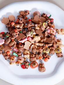 20/50/100个可爱卡通动物夜光树脂配件，水豚、仓鼠DIY装饰，奶油胶盲袋混合款式首饰配件 - 咖色 - 查看 4