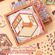 20片/套，61片套装（含1个镊子），3D微缩场景贴纸，成人儿童DIY 3D风景贴纸，拼图玩具贴纸，手工剪贴簿贴纸，装饰贴纸，DIY贴纸，适用于万圣节、复活节、圣诞节、母亲节、朋友聚会等场合，是馈赠佳品。 - 彩色 - 查看 7