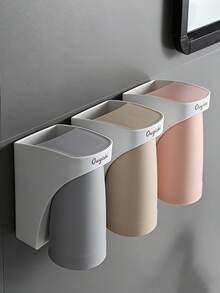 Taza magnética volteable, taza de enjuague minimalista transparente para el hogar, taza para cepillo de dientes montada en la pared, soporte para cepillo de dientes - Multicolor - Ver 8
