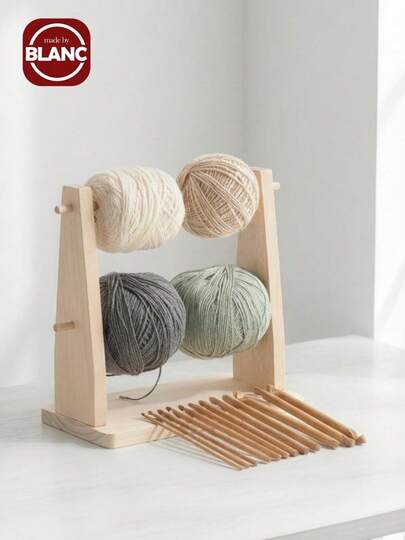 1 件装木制钩针纱线架磁性旋转针织工具旋转线轴羊毛球卷线器旋转旋转器纱线架