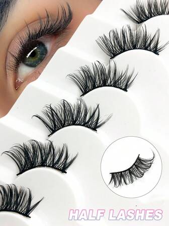  Eid Al-Fitr Asiteo 6 par halvögonfransar med svart mjukt band, naturliga kattögonfransar, avlånga ögonfransar, fluffiga, spetsiga, mjuka, fuskminkfransar, naturlig makeup, lämplig för daglig makeup, yrken, presenter, fester, skönhetsbloggarmakeup