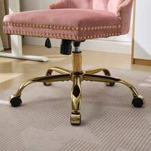 Modern Office Chair In Tufted Velvet With Gold Metal Base, Adjustable And Swivel (Pink), DE1923PK - Pink - View 4