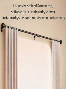 1件装黑/白不锈钢组合窗帘杆，适用于浴室浴帘、卧室和客厅窗帘、罗马帘