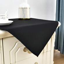 Mantel de mesa cuadrado pequeño de 24x24 pulgadas, lavable de poliéster, mantel de mesa lateral sólido negro de alta resistencia para mesa de comedor, hogar y fiesta - Cuadrado negro de 24 x 24 pulgadas - Ver 5