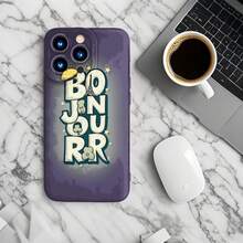 1PC Phone Case ,  Hello Pattern Print Design , Stylish Phone Case, Phone Decoration, All-around Lens Protection, Creative Small Gift, Funny Gift for Boys and Girls - Negro - Ver 6