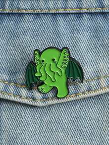 QIHOO 1pc Monster Enamel Brooch Cartoon Collar Needle Backpack Brooch Badge Green Brooch Clothing Jewelry Friends Gift - Multicolor - View 11