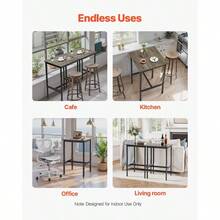 Bar Table, Sturdy Metal Frame High Top Pub Table, Small Kitchen Dining, Cocktail Coffee Counter Bar Height Desk, Easy To Assemble, 24x24x36 In, For Living Room Party, Rustic Brown And Black - 24x24x36 Inches - View 9