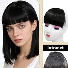 双夹式厚侧刘海假发 - 高温丝合成刘海，隐形牢固夹式设计，瞬间修饰脸型（黑色，1 件装） - 彩色 - 查看 15