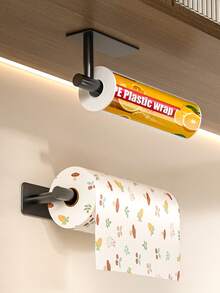 Self-Adhesive Cling Film & Paper Towel Holder, Bathroom Organizer, Cabinet Under Paper Towel Rack, Bathroom Tissue & Towel Rack - Multicolor - View 7