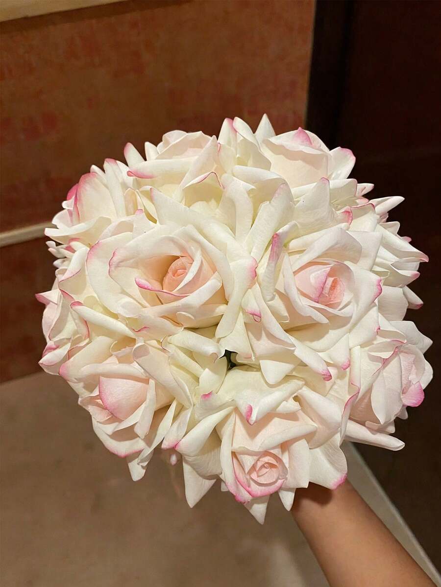 5支/束 人造卷曲玫瑰花,保湿婚礼摄影装饰,家居花园阳台桌面装饰乳胶玫瑰花束,生日、毕业派对、房间、家居、墙面、浴室、卧室、桌面装饰、婚礼用品礼物 - 彩色 - 查看 1