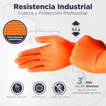 CYPNBest Trading 100 Guantes de Nitrilo Uso Industrial Color Naranja Para Uso Rudo Libres de Látex y Vinyl Textura Diamante Para Mayor Agarre de 8.5g de Grosor y Tecnología TouchscreenFashion - 224424369 - Ver 3