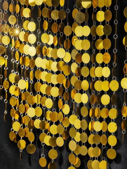 1 ชิ้น 200ซม. ของตกแต่งแขวนประดับเลื่อมสีทอง, ผ้าม่านฉากหลังซุ้มงานแต่งงาน, ของตกแต่งงานแต่งงานในฝัน, เหมาะสำหรับวันเกิด, งานแต่งงาน, งานพรอม - เครื่องประดับแขวนฉากหลังปาร์ตี้พลาสติกทนทาน, พื้นผิวสีทองหรูหรา, เหมาะสำหรับวันหยุดที่บ้าน, ปาร์ตี้, งานเฉลิมฉลอง, และงานแต่งงาน