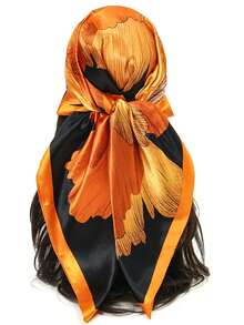 1 件简约印花 90 厘米方形围巾，新款春季女士头巾，百搭腰带，头带，时尚围巾 - 彩色 - 查看 14