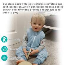 人造丝材质带脚幼儿睡袋，适合12-36个月宝宝，2.0 Tog超柔软幼儿睡袋，1-2岁学步睡袋，带腿可穿戴毯子 - 淺藍色 - 查看 4