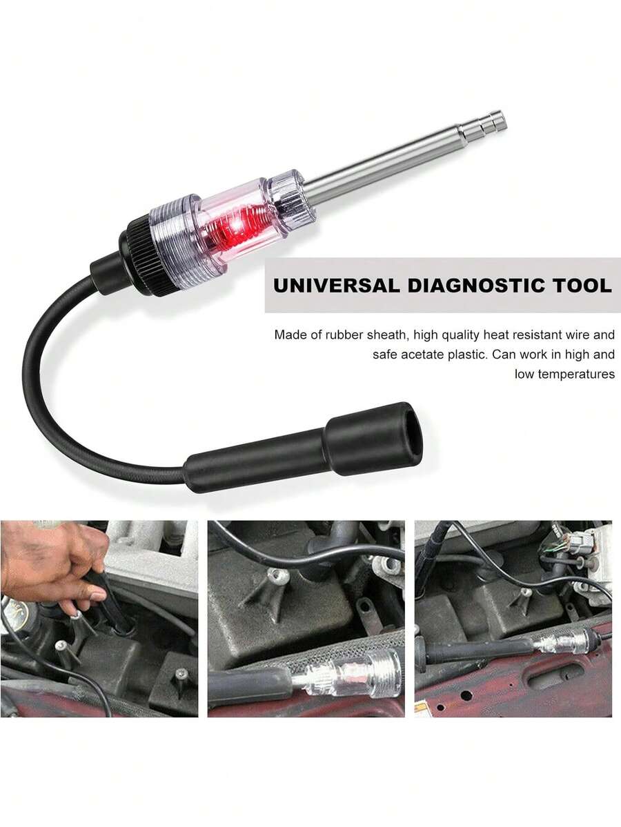 Probador de bujías en línea, probador de encendido de motor de bujía resistente al calor, herramienta de prueba de diagnóstico de armadura de bobina de captación, adecuado para automóviles, motores de cortadora de césped (tanto internos como externos) y piezas de automóviles. - A - Ver 1