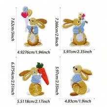3/4 Pcs Easter Cute Bunny Embroidered Patches | Iron-On/Sew-On DIY Appliques For Clothes, Dresses, Bags, Hats, Jeans & Backpacks - Multicolor - View 2