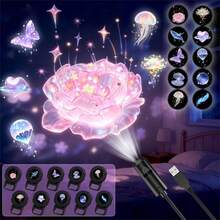 1套 USB LED 投影燈，LED 夢幻投影燈，附玫瑰、鯨魚、蝴蝶、雲朵、心形、行星、羽毛圖案 - 可調節支架，塑料材質，USB 供電，適用於牆壁/天花板裝飾、床頭夜燈、生日禮物 - 黑色 - 查看 1