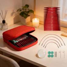 This Aluminum Detachable Round Weaving Tool Set Is Smooth And Non-Snagging, Suitable For Knitting Socks, Scarves, And Sweaters. It Comes With A Red Portable Bag For Easy Storage. - Red - View 2