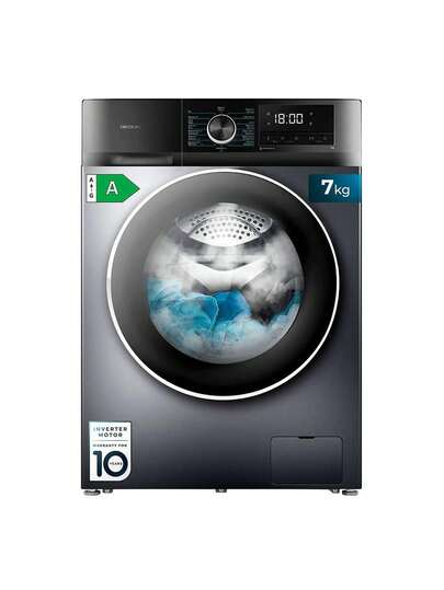  Lavadora Cecotec Bolero DressCode 7500 Inverter Steel A: 7Kg, 16 Programas, Eficiencia Energética A-10%, Motor Inverter Plus para Menor Ruido y Ahorro, SteamMax para Ropa Impecable, Allergy Care, Drum Clean, Pearl Drum para Mejor Secado, Delay Start, Función Stop&Go y Display LED Elegante.