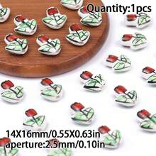 1/2/3/5pcs Ceramic Printed Beads With Center Hole, Multiple Designs Available, DIY Jewelry Making Beads For Necklace, Bracelet, Earrings, Printed Ceramic Round Flower Beads Craft Spacer Beads