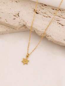 1pc Stainless Steel Tiny Star Pendant Necklace For Women Fashion Simple 18K Gold Plated Charms Chain Necklaces Jewelry - Necklace - View 5