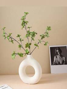 1个现代简约装饰花瓶，空心圆形哑光藤编花瓶，白色O形花瓶，适用于波西米亚风格家居、婚礼和派对餐桌/架子装饰 - 米色 - 查看 8