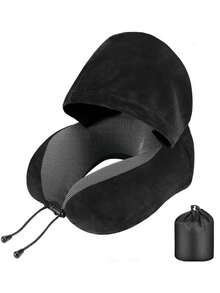 Adjustable Neck Pillow, Outdoor Travel Car Pillow, Detachable Hood U-Shaped Pillow, Adjustable Hooded U-Shaped Neck Pillow | Made Of Polyester Fiber, Handwashable, Multiple Colors Available, Suitable For Car Travel And Outdoor Use, Comfortable And Supportive For Neck - Multicolor - View 10