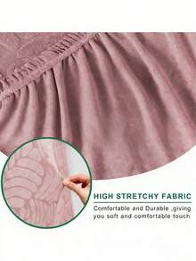 1件纯色玉米绒弹力无扶手沙发/床罩，适用于客厅、卧室、家居，四季皆宜 - 粉色 - 查看 8