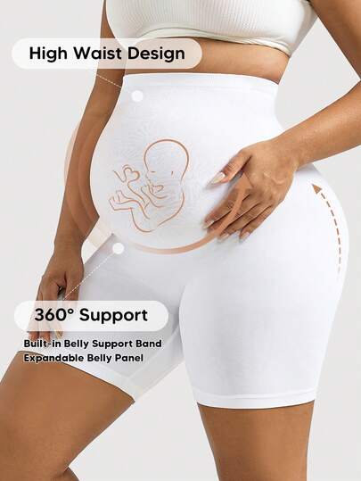 Maternity Shorts With High Waist And Expandable Abdominal Support Panel, Christmas Edition