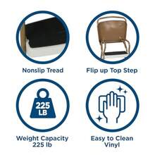 ASDF- Stylaire Retro Chair + Step Stool with Flip-Up Vinyl Seat Gold - Dorado - Ver 7