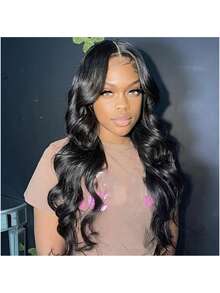 [13x4 Transparent Lace Frontal Body Wave] 180% Density 13*4 Body Wave Lace Front Wigs For Women Pre Plucked Pre Cut Transparent Lace Wigs Body Wave Lace Front Wigs With Bady Hair For Women Elegant Style, Unisex-Adult Body Wave Curly,Glamorous Wave Style, Ideal For Festivals, Parties & Daily Wear, Wig For Daily Wear Black Hair For Women Body Wave Wig Glueless Lace Wig Long Natural Looking Black Wig(Bob Wigs 8-16inch ) - SNatural - View 3