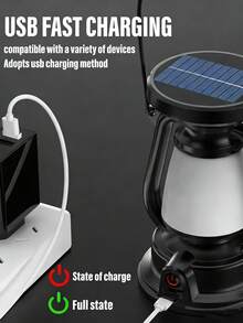 1pc Multi-Functional Retro Solar Portable Camping Lamp: Adjustable Dimming + All-Night Power Supply, Outdoor Waterproof And Shock-Resistant, Suitable For Portable Decorative Ambient Lighting For Camping Meals / Night Fishing / Emergency Lighting