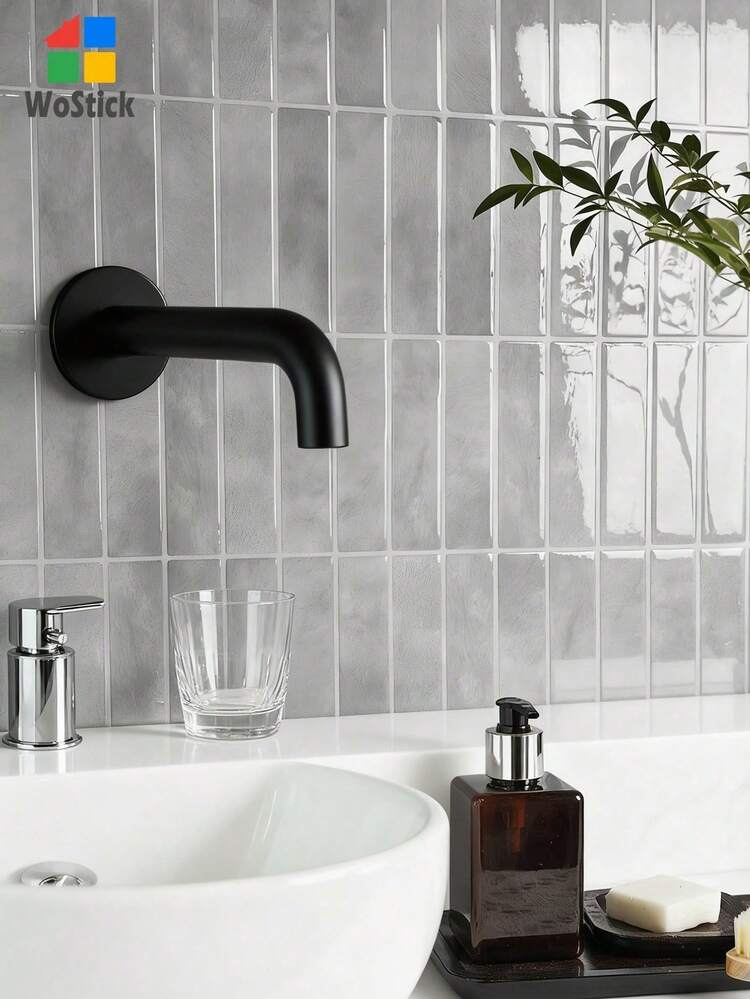 自粘瓷砖，防水砖纹3D墙板 - DIY可移除自粘防溅瓷砖，适用于厨房、浴室和派对装饰 - 彩色 - 查看 10