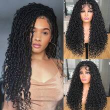 Synthetic 26inch Bohemian Braided Wigs Boho Box Braid Wigs For Women Twisted Braids Full Lace Braided Wigs With Baby Hair - Multicolor - View 6