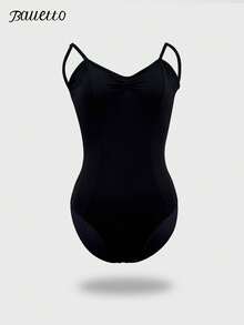 balletto Dance Workout Jumpsuit For Performance Practice, Adjustable High Waist Straps, V-Neck Front And Back, Adult Body-Shaping Leotard - Black - View 12