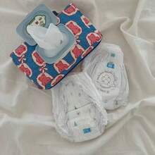 1pc Cute Bear Shaped Wet Wipe Pouch, Vibrant Color, Portable For Outdoor Use, Can Hold Wet Wipes Or Tissue - Blue - View 4