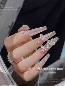 50个柔软珍珠蝴蝶结美甲装饰，各种3D彩色蝴蝶结美甲饰品美甲用品 - 彩色 - 查看 9
