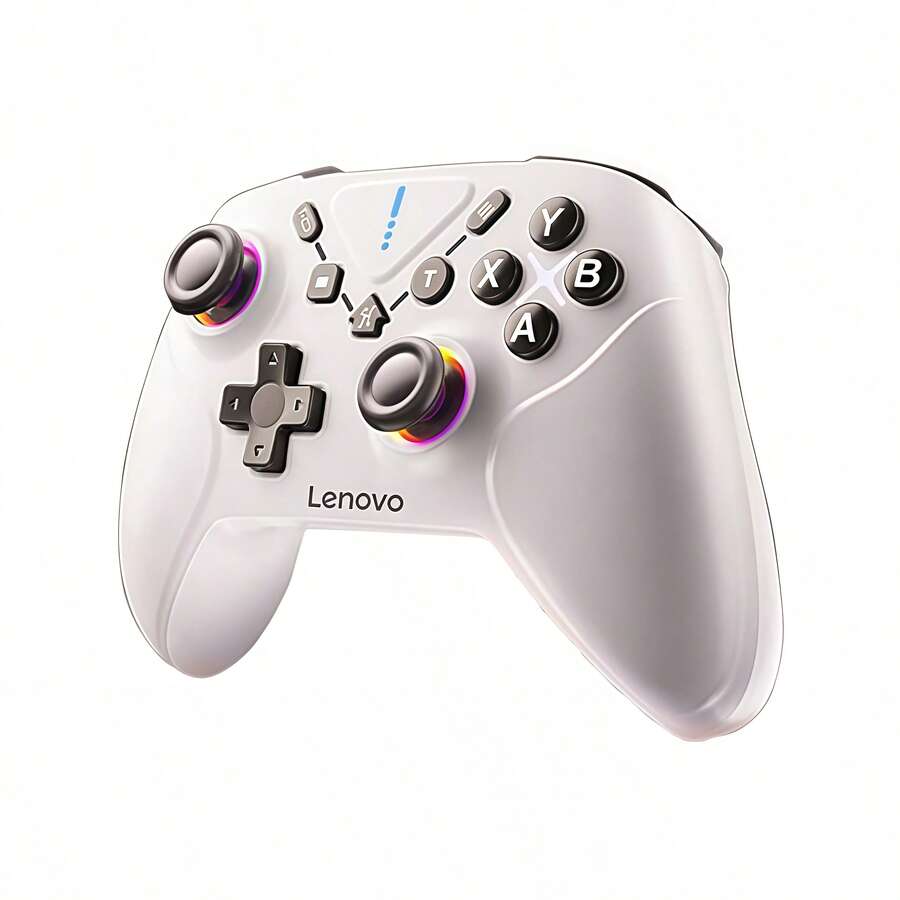 Lenovo S06 Wireless Gamepad With Hall Effect Joysticks, Six-Axis Motion Control, Compatible With Switch, PC, And Mobile Phones. Features A Rapid-Fire Turbo Mode And Non-Slip Grip Design. White. - White - View 1