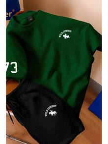 Men's T-Shirt And Shorts Set - New Summer Collection - Modern - Premium Cotton - 綠旗 - 查看 1